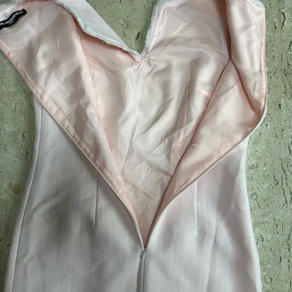 Karl Lagerfeld Pink Sleeveless Tonal Tweed Pocket Sheath Dress Size 6 - Picture 8 of 9